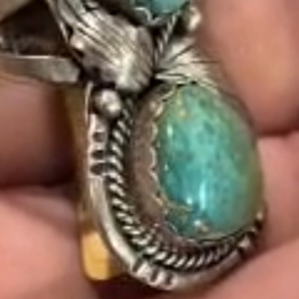 Native American Navajo sterling silver turquoise ring - Picture 7 of 7